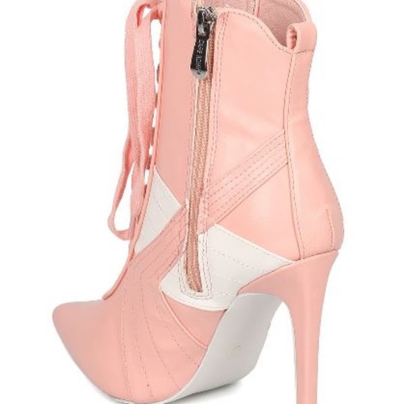 Cape Robbin Gigi1 pink&white lace up booties - Picture 3 of 7